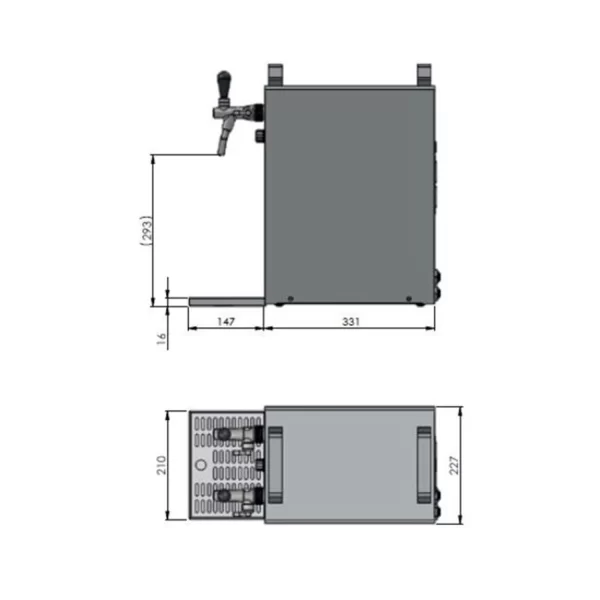 Null Komplett Set – Zapfanlage – Kontakt 40 2-leitig Trockenkühler, Durchlaufkühler 50 Liter/h, Green Line 8