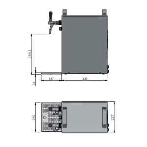 Null Komplett Set Kontakt 40/K Bierzapfanlage 2-leitig Trockenkühlgerät Aus Edelstahl, 50 Liter/h, Mit Membranpumpe, Green Line 21