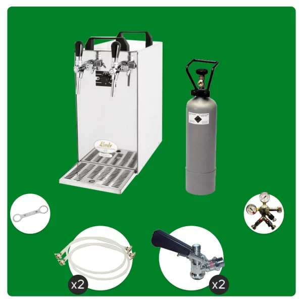 Null Komplett Set – Zapfanlage – Kontakt 40 2-leitig Trockenkühler, Durchlaufkühler 50 Liter/h, Green Line 4