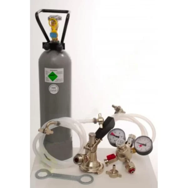 Null Zubehörpaket Für Kontakt 2-leitig Mit 1x 5 Liter Adapter, Hochwertige Metallausführung Mit Bierabstellhahn, 1x Kombi Zapfkopf Und 2 Kg Co2 Flasche 6