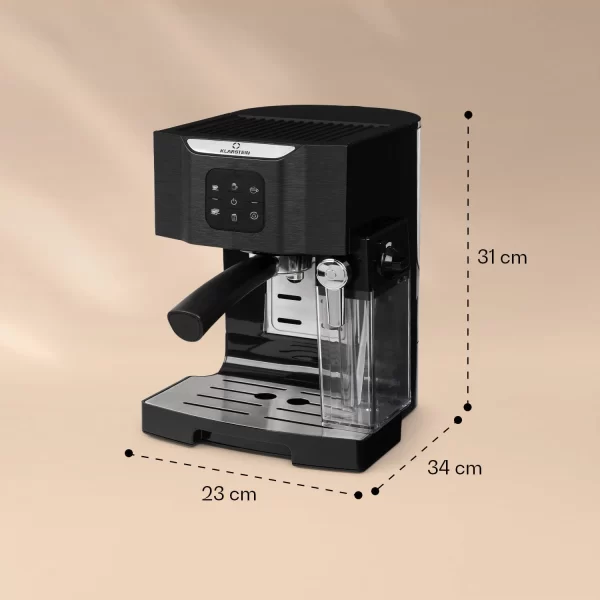 Klarstein BellaVita Kaffeemaschine 3-in-1 1450 W 20 Bar Milchsch?umer Schwarz 7
