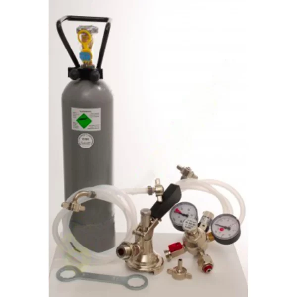 Null Zubehörpaket Für Kontakt 2-leitig Mit 1x 5 Liter Adapter, Hochwertige Metallausführung Mit Bierabstellhahn, 1x Kombi Zapfkopf Und 2 Kg Co2 Flasche 5